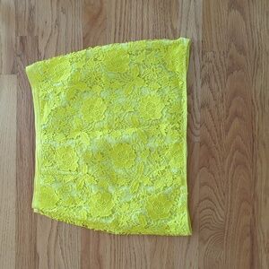 Madewell Yellow Lace Mini Skirt